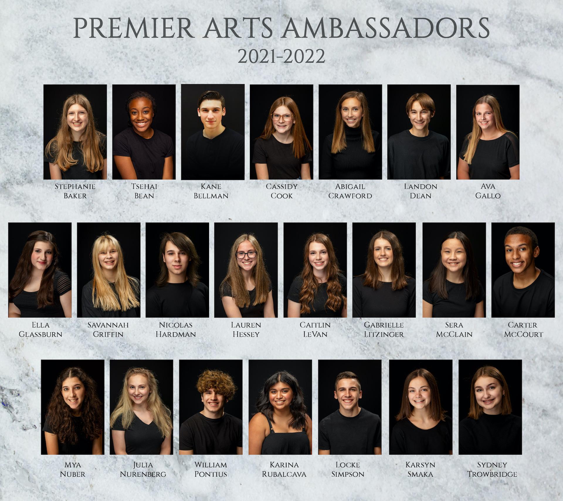 Premier Arts Ambassadors 2021-2022